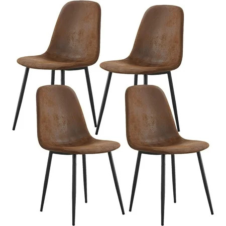 Dining Chairs Set of 4 Modern Armless Side Chairs with Metal Legs Rustic Brown | Walmart (US)