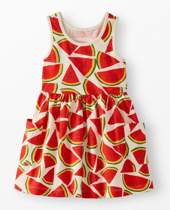 Girls' Red Watermelon Slices Sleeveless Playground Dress with Pockets in 100% Combed Cotton - Size Big Kids 12 by Hanna Andersson | Hanna Andersson