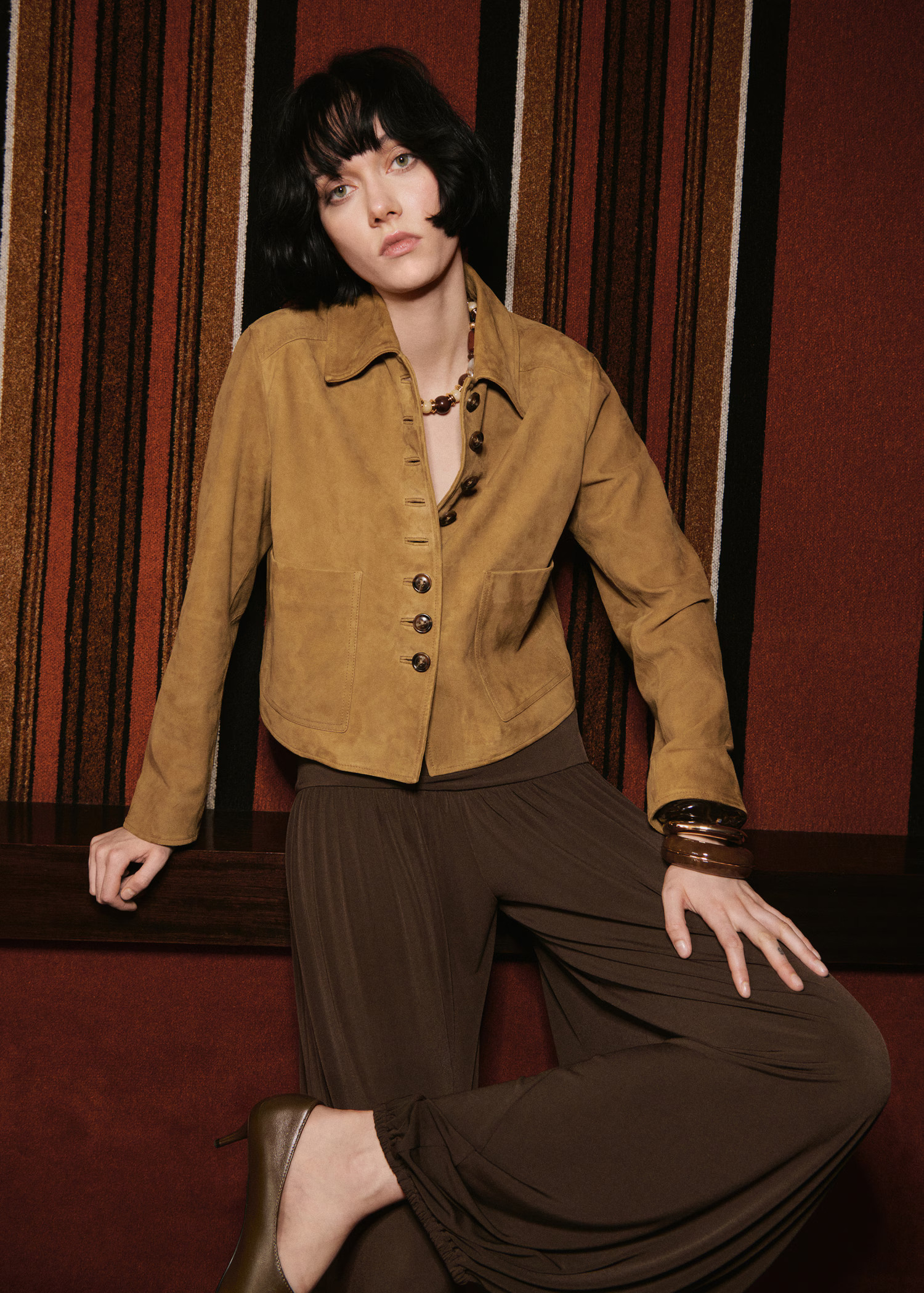 Suede jacket with buttons - Women | MANGO United Kingdom | MANGO (UK)