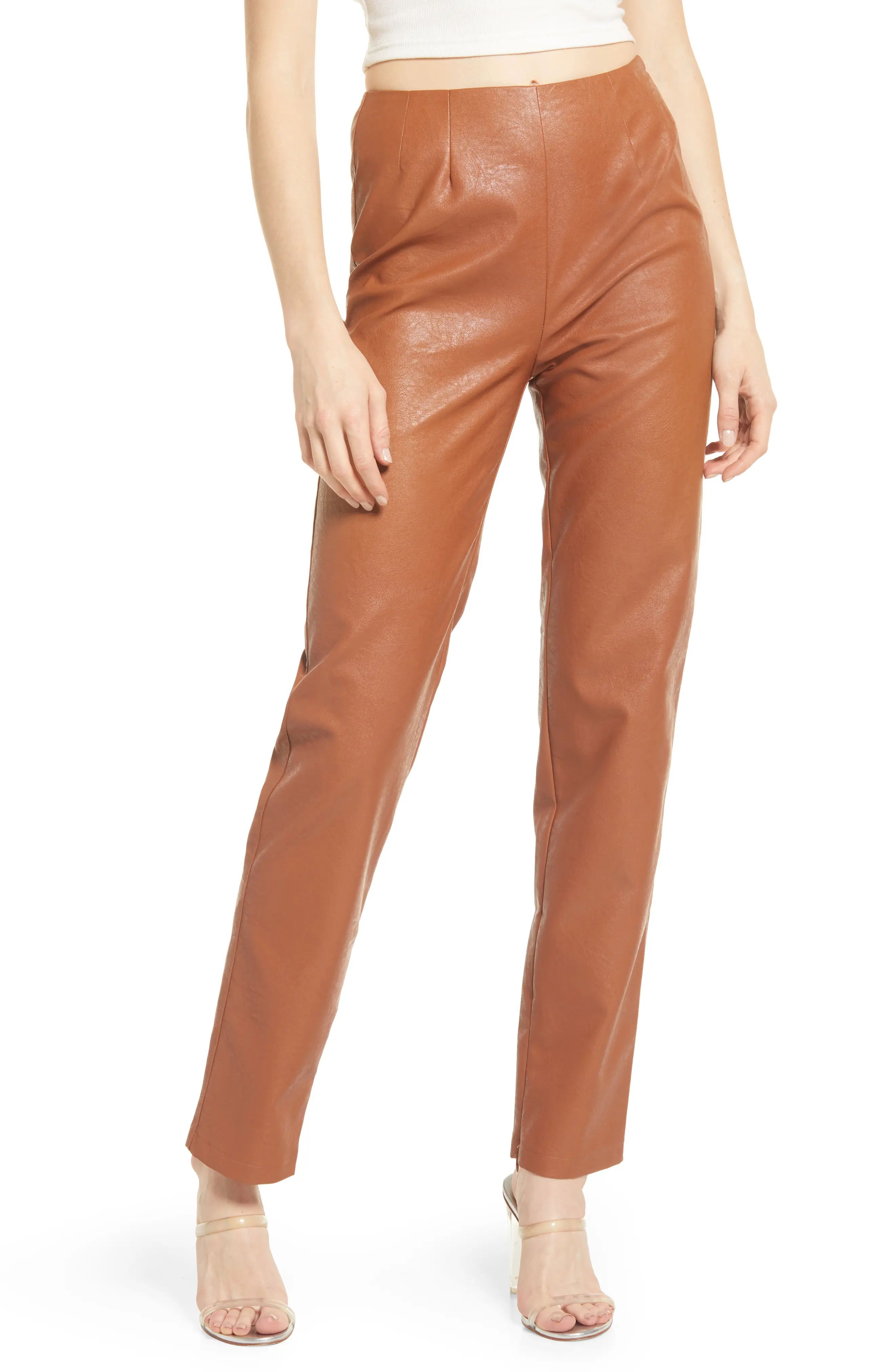 4SI3NNA Indie Faux Leather Pants, Size Small in Brown at Nordstrom | Nordstrom