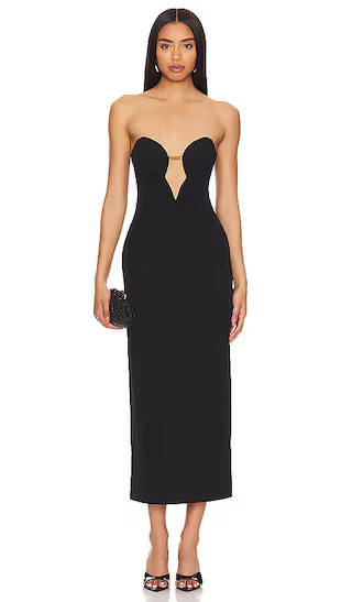 Bardot Eleni Chain Midi Dress in Black. - size 10 | Revolve Clothing (Global)