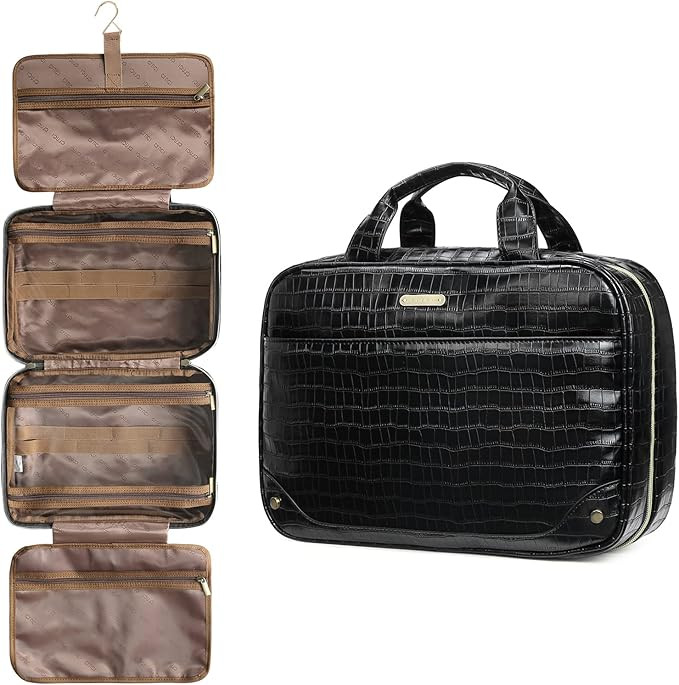 Amazon.com: CLUCI Toiletry Bag for women / men Leather Travel Bag Water-resistant Large Makeup Co... | Amazon (US)