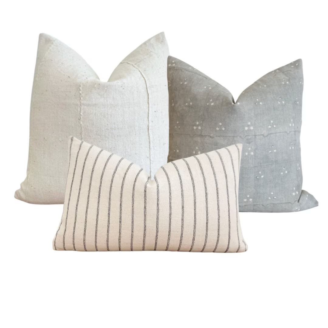 Penelope Pillow Combo | Designer Linen Pillow Cover Set Of Three| Neutral Pillow Combination| Dec... | Etsy (US)