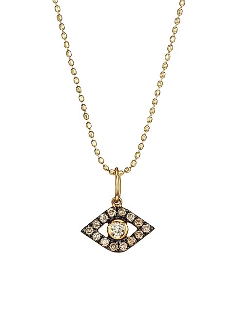 Evil Eye 14K Yellow & Black Gold, Diamond & Brown Diamond Necklace | Saks Fifth Avenue