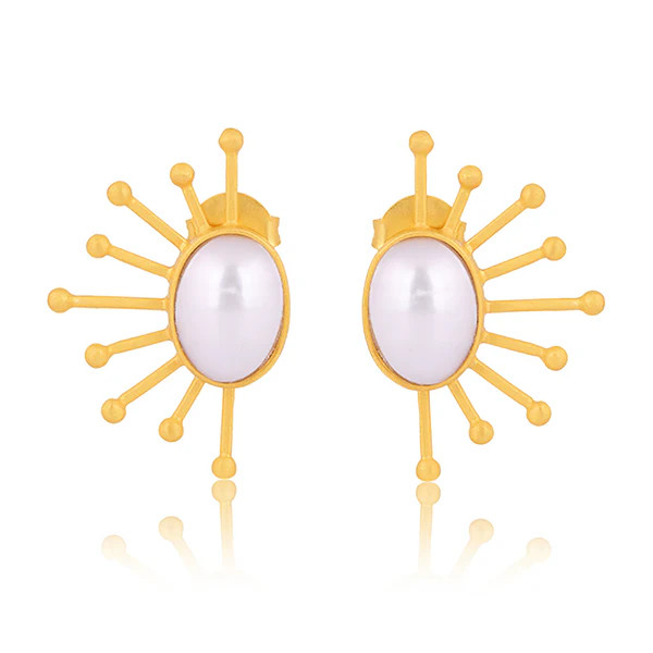 Ray of Sunshine Stud Earrings - Pearl | Christina Greene 