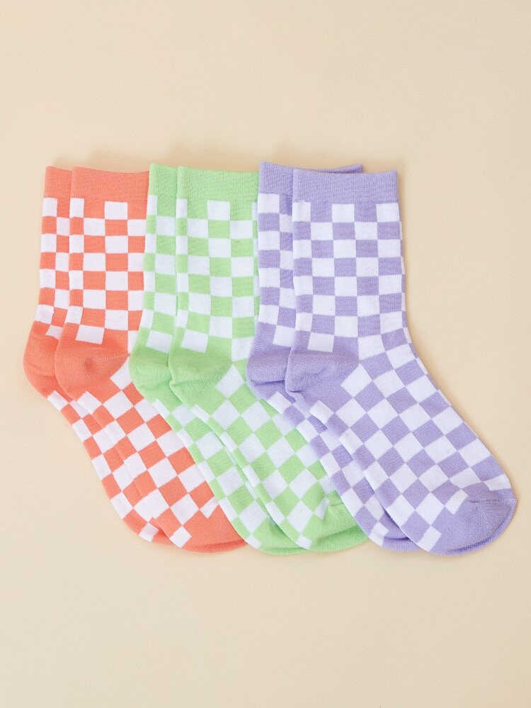 3pairs Plaid Socks | SHEIN