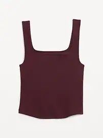 Fitted Square-Neck Ultra-Cropped Rib-Knit Tank Top for Women | Old Navy (US)
