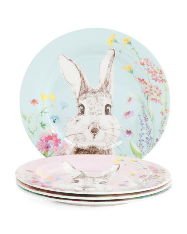 Set Of 4 Bunny Face Salad Plates | TJ Maxx