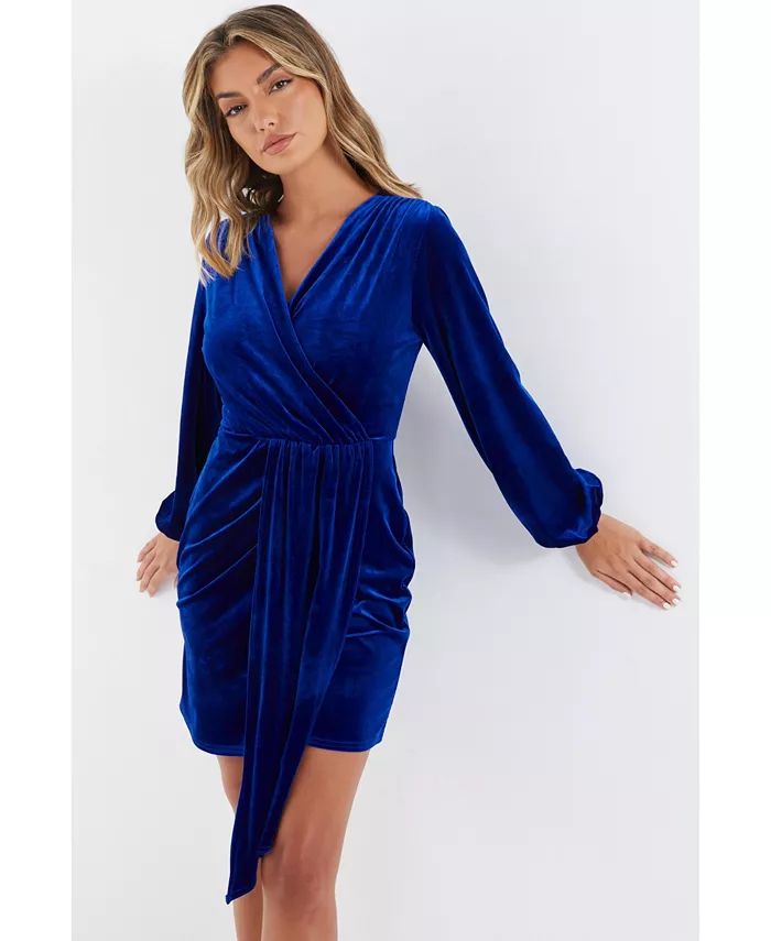 Women's Velvet Wrap Sash Bodycon Dress | Macy's