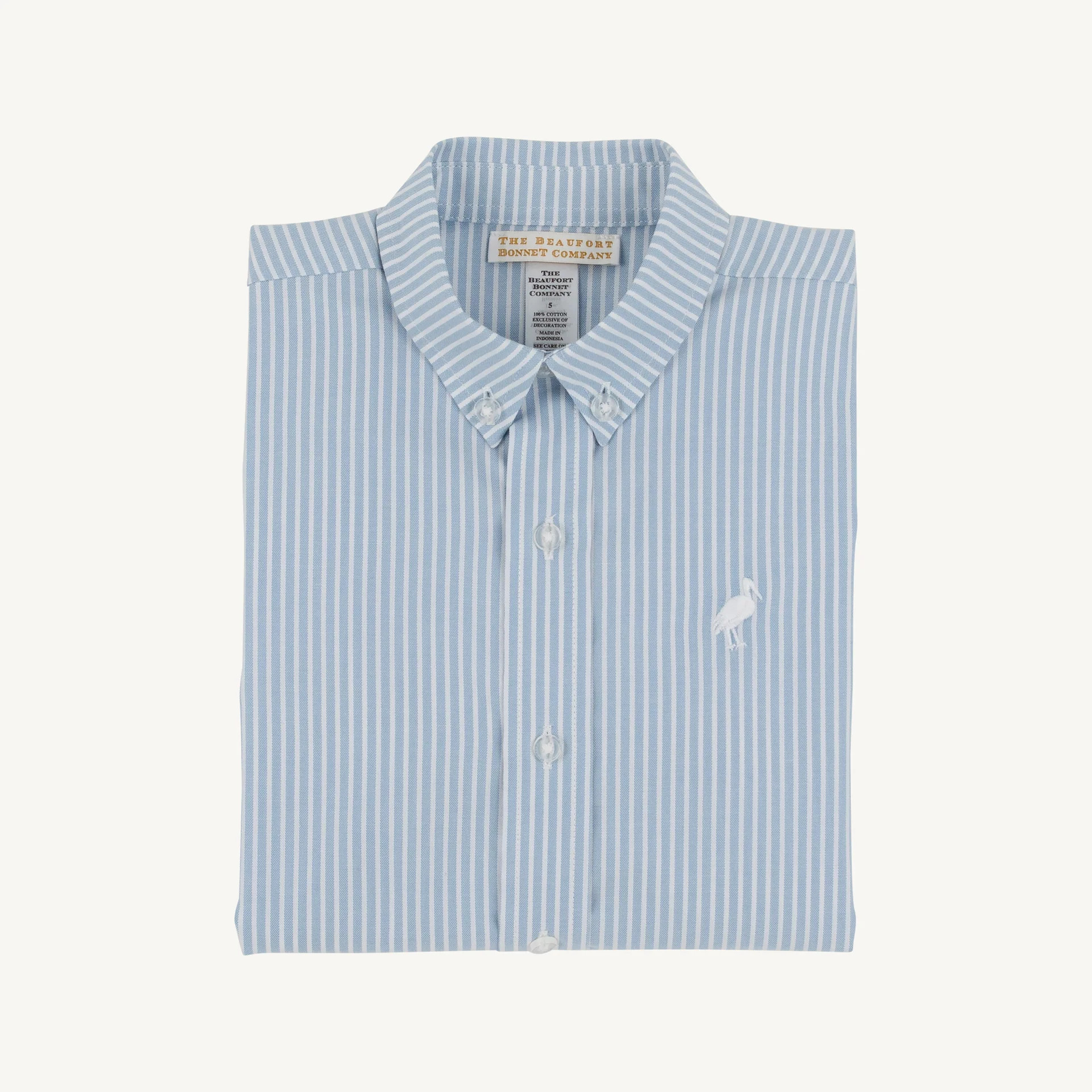 Dean's List Dress Shirt - Barrington Blue Tally Ticking Stripe with Wo | The Beaufort Bonnet Company