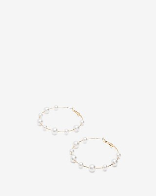 Pearl Hoop Earrings | Express