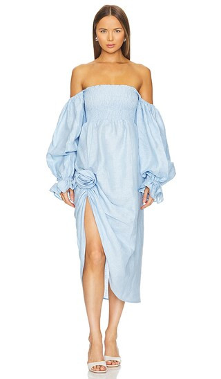 Atlanta Linen Dress in Blue | Revolve Clothing (Global)