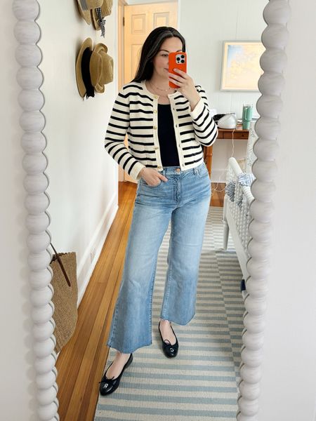 Lady jacket outfit inspiration, j. Crew lady jacket, striped cardigan, classic outfit 