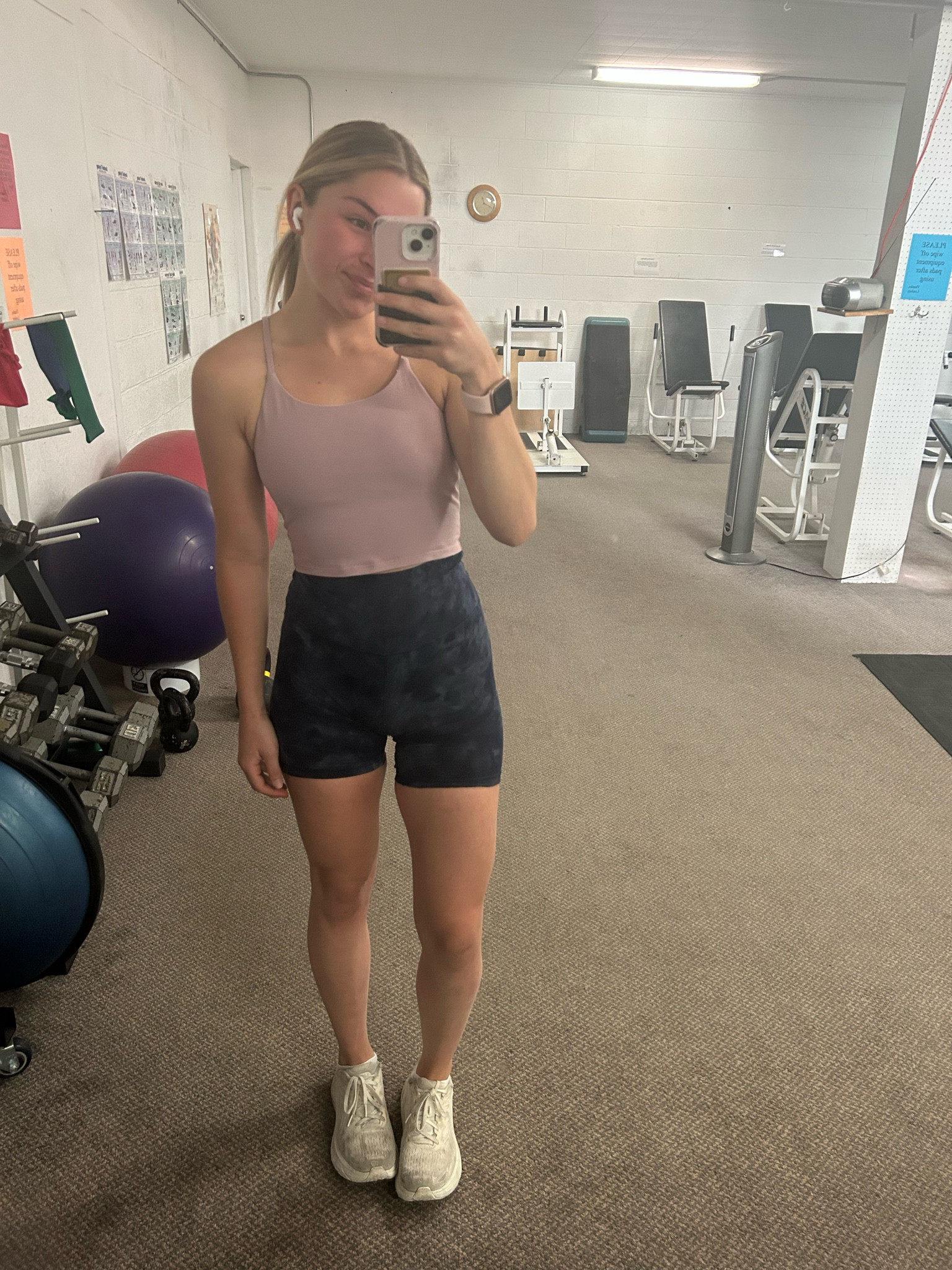 Workout outfit! 

Amazon workout tank top 
Lululemon biker shorts 
Clifton 8 Hokas 

#LTKshoecrush #LTKunder50 #LTKFind