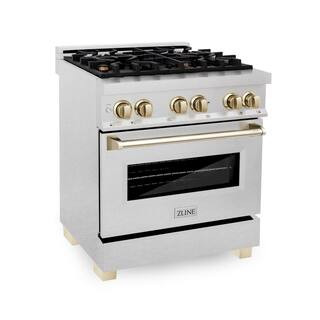 ZLINE Kitchen and Bath Autograph Edition 30 in. 4 Burner Dual Fuel Range in Fingerprint Resistant... | The Home Depot