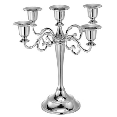 Unique Bargains Home Decor Wedding Birthday Party 5 Arm Metal Candelabra Silver | Target