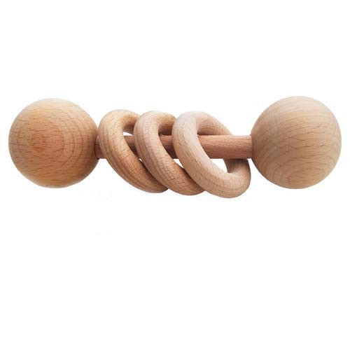 Baby Wooden Toy Rattle Natural Untreated 3 Ring Wooden Teether Toy Montessori Small Wooden Classi... | Amazon (US)