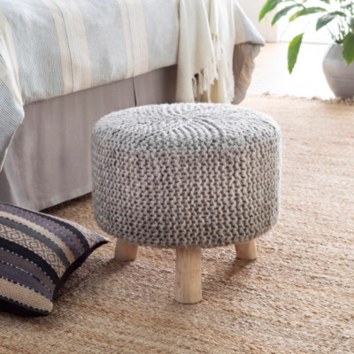 Surya Prado Stool, Medium Gray/Cream | Ashley Homestore