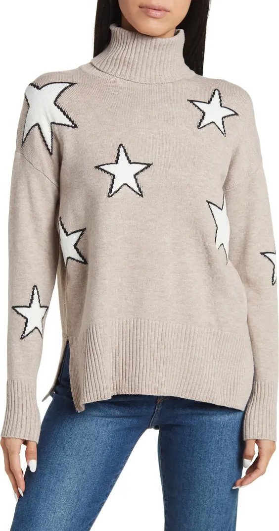 Outlined Star Oversized Turtleneck Sweater | Nordstrom Rack