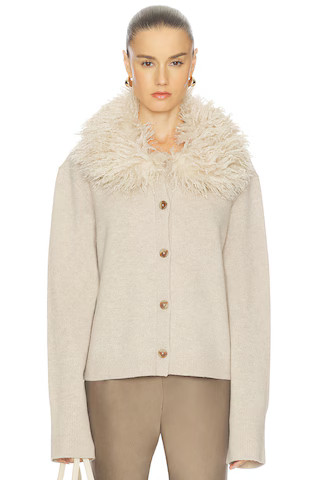 L'Academie By Marianna Allegria Faux Fur Cardigan in Beige Heather from Revolve.com | Revolve Clothing (Global)