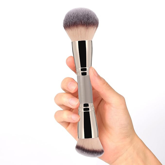 Dual-Ended Foundation Brush: Round & Angled Pro-Grade makeup brushes, 100% Vegan Synthetic Makeup... | Amazon (US)