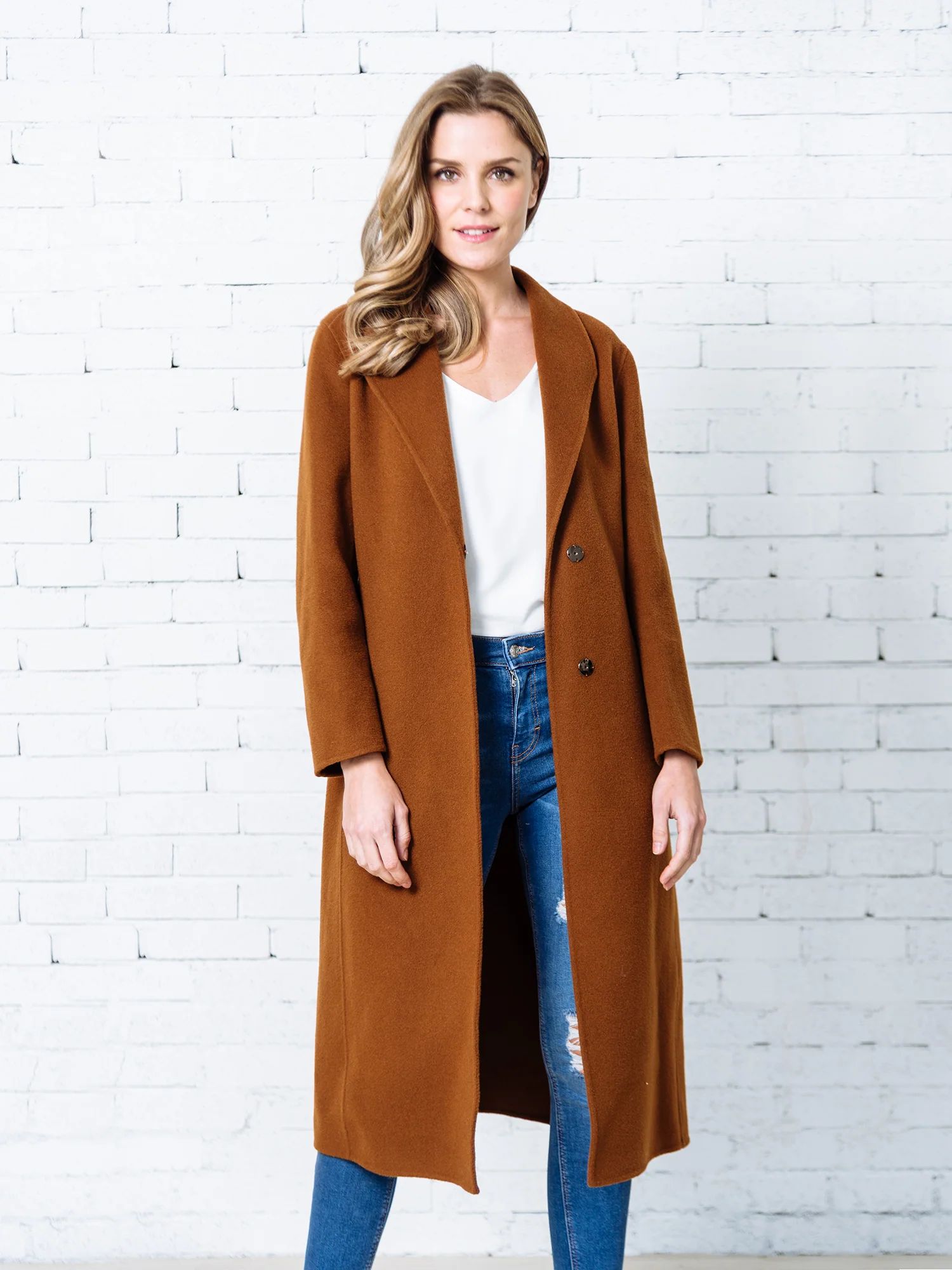 'Leah' Hidden Button Tied Cashmere Coat | Goodnight Macaroon