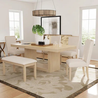 6-Piece Extendable Dining Table Set With Removable Leaf, Dining Bench, 4 Upholstered Dining Chairs | Wayfair North America