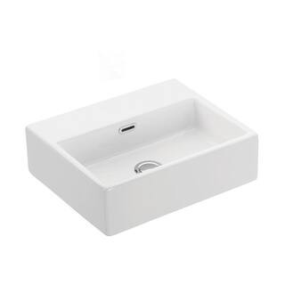 WS Bath Collections Quattro 40 Wall Mount / Vessel Bathroom Sink in Ceramic White without Faucet ... | The Home Depot