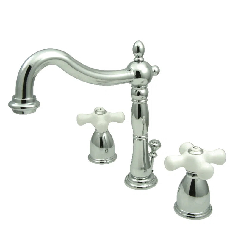 Kingston Brass Heritage Two-Handle 3-Hole Deck Mount Widespread Bathroom Faucet with Pop-Up Drain | Wayfair North America