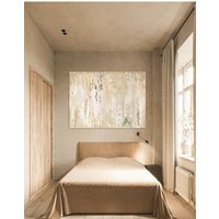 Large Original Neutral Abstract Wall Art, Coastal Beige Gold Minimalist Canvas Painting, Neutral Textured Home Decor, Leaf Decor | Etsy (US)