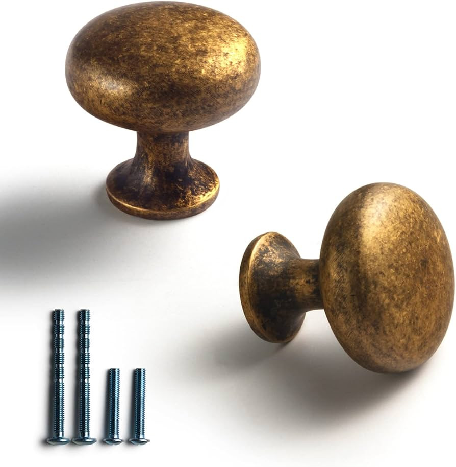 Goo-Ki Antique Brass Zinc Alloy Cabinet Knobs - Single Hole Center Affordable Luxury Cabinet Pull... | Amazon (US)