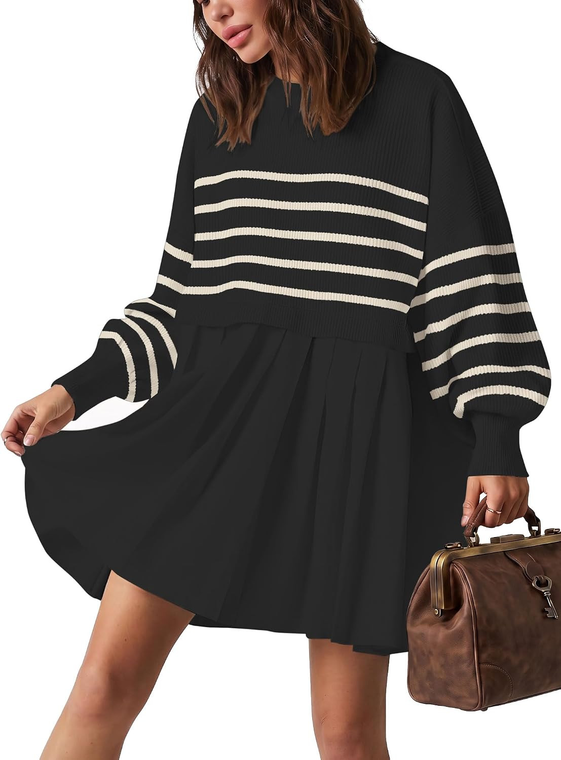 Womens Oversized Sweater Dress Spring Fall Relaxed Sweatshirts Mini Dresses | Amazon (US)