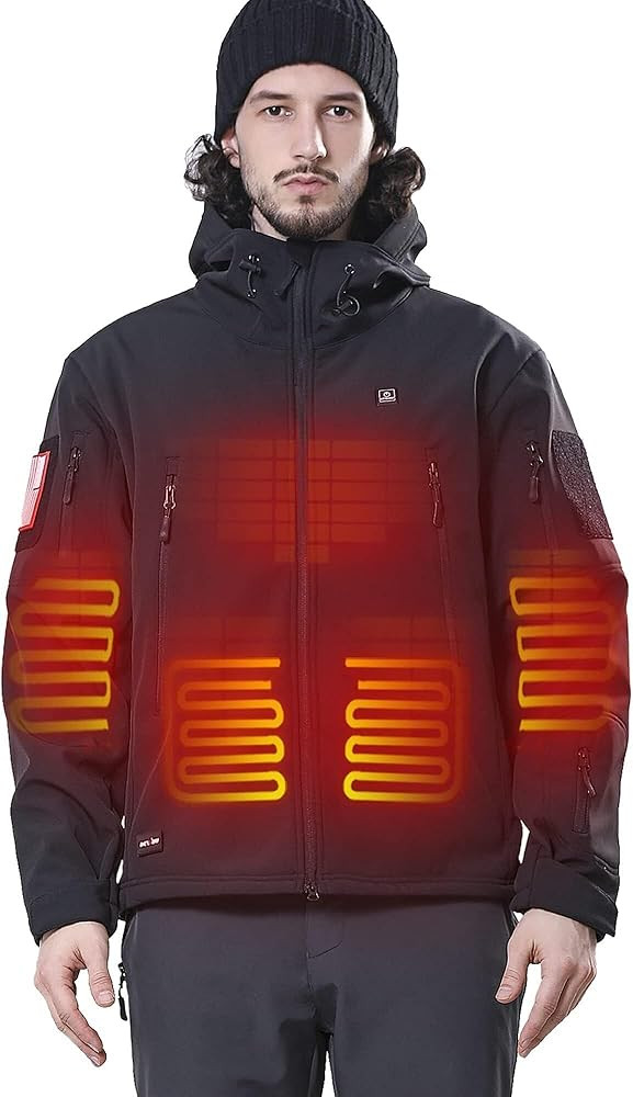 DEWBU Heated Jacket for Men with 12V Battery Pack Winter Outdoor Soft Shell Electric Heating Coat | Amazon (US)