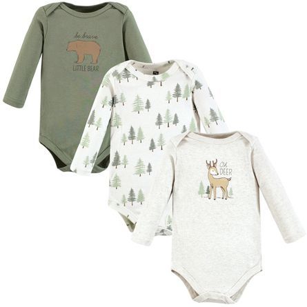 Hudson Baby Infant Boy Cotton Long-Sleeve Bodysuits, Forest Deer 3-Pack | Target