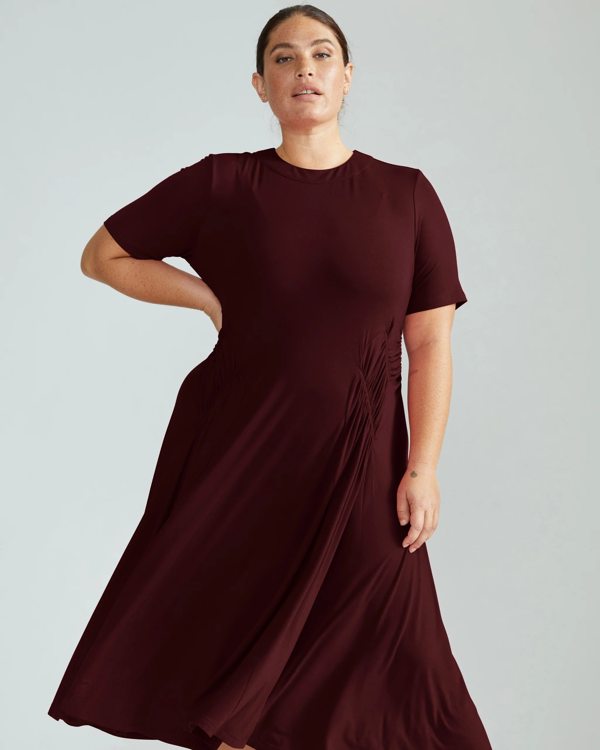 Devi Liquid Jersey Dress
   Black Cherry | Universal Standard