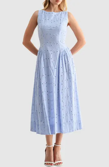 Broderie Anglaise Fit & Flare Midi Dress | Nordstrom