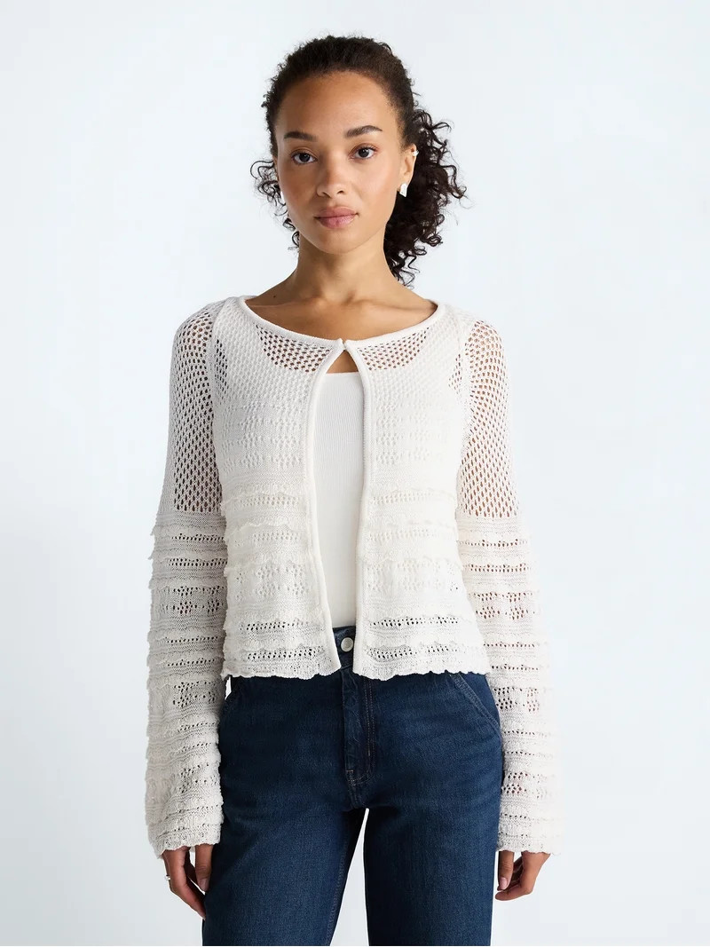 Scoop Women's and Women's Plus Stitch Mix Button Front Cardigan, Sizes XS-4X | Walmart (US)