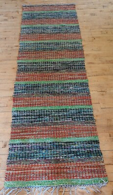 Antique Imported Swedish Hand Made Rag Rug Runner (31 x 96 inches ) Very Pretty | eBay US