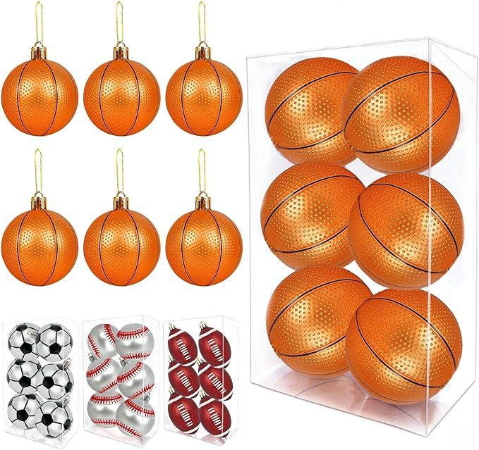 TURNMEON 6 Pack Basketball Christmas Ball Ornaments Christmas Decorations,2.36 Inch Shatterproof ... | Amazon (US)