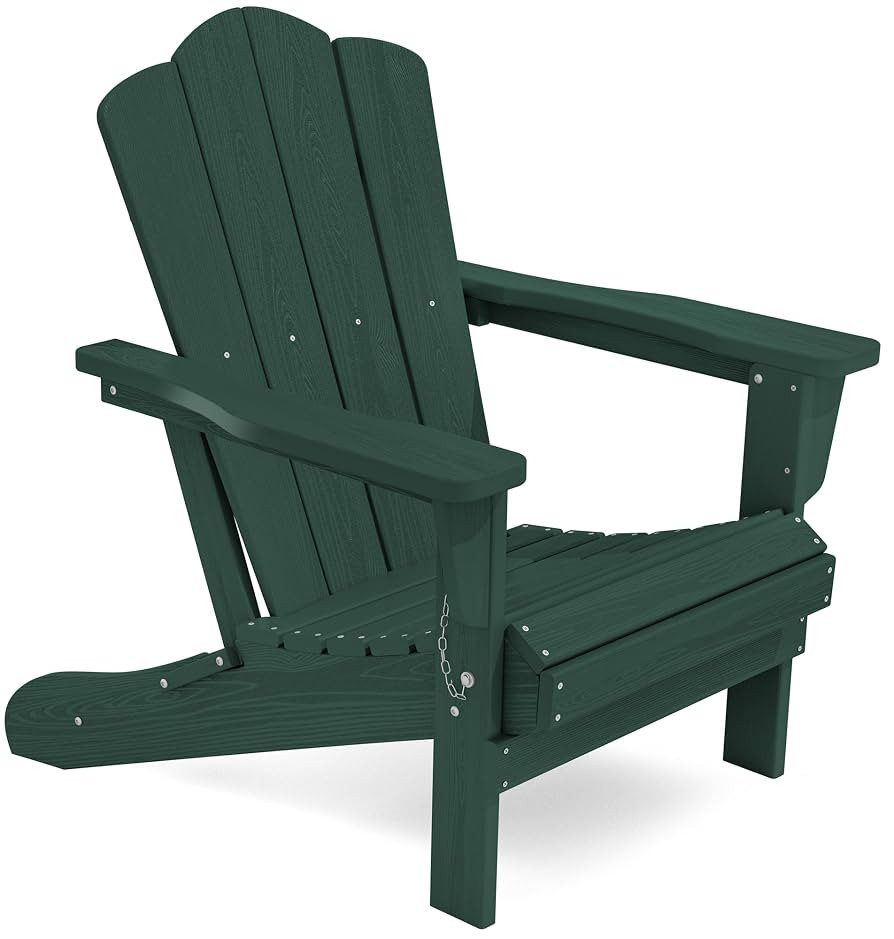 KINGYES Folding Adirondack Chair, HDPE All-Weather Patio Chairs, Wooden Textured Lawn Chair for P... | Amazon (US)