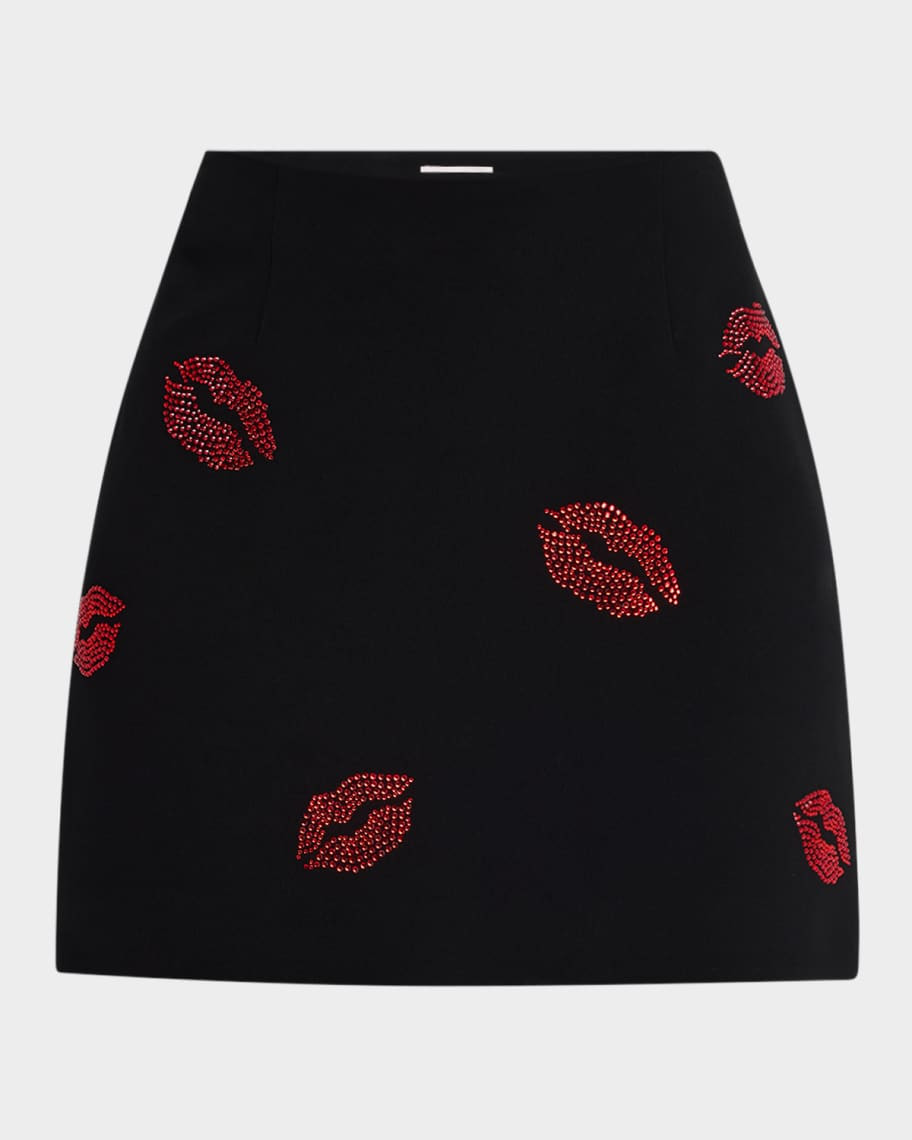 Cinq a Sept Doris Kissing Booth Embroidered Mini Skirt | Neiman Marcus