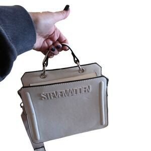 Steve Madden White Embossed Logo Crossbody Bag Adjustable Strap city Scandi Chic | Poshmark