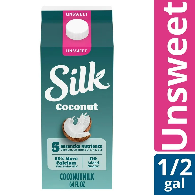 Silk Dairy Free, Gluten Free, Unsweet Coconut Milk, Plant Based Milk Half Gallon, 64 fl oz | Walmart (US)