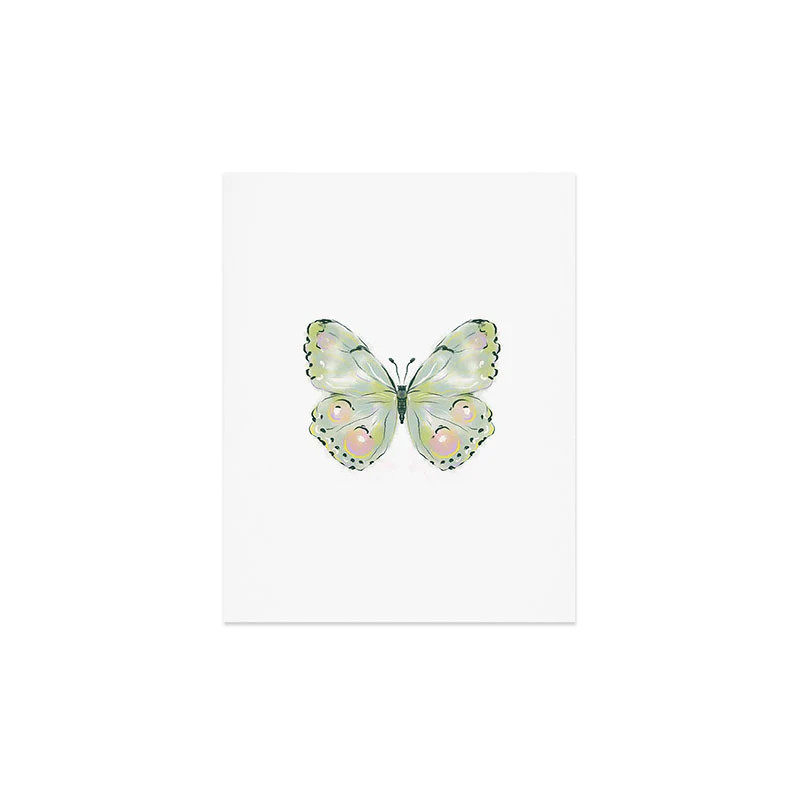 Exquisite Light Green Watercolour Butterfly Art Print | Society6