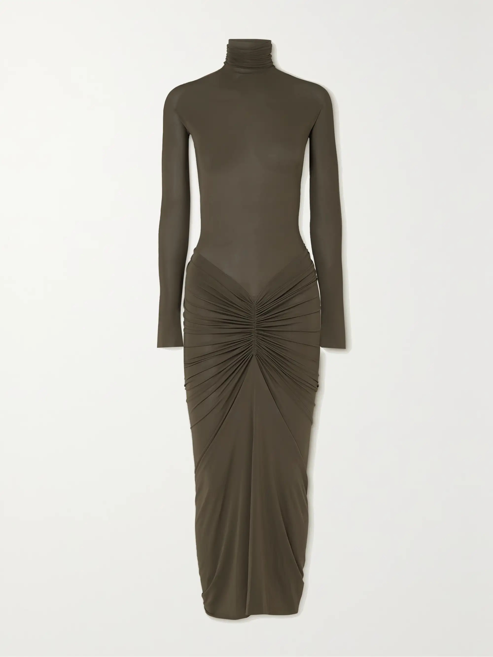 Archetypes ruched stretch-jersey turtleneck midi dress | NET-A-PORTER (US)
