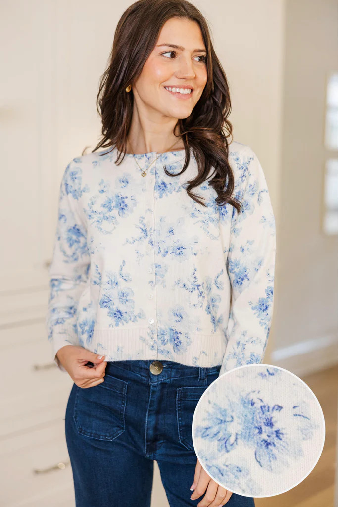Kind & Cozy Light Blue Floral Cardigan | The Mint Julep Boutique