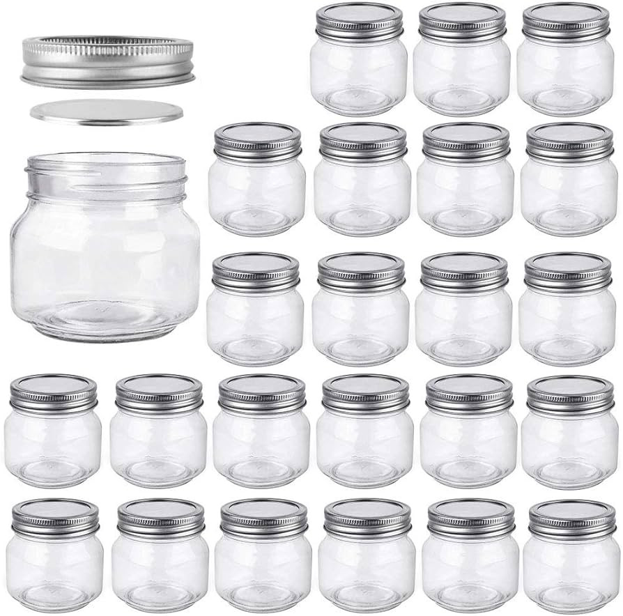 Betrome 8 oz Mason Jars, 24 Pack 240ml Glass Canning Jars with Regular Mouth Lids, Glass Storage ... | Amazon (US)