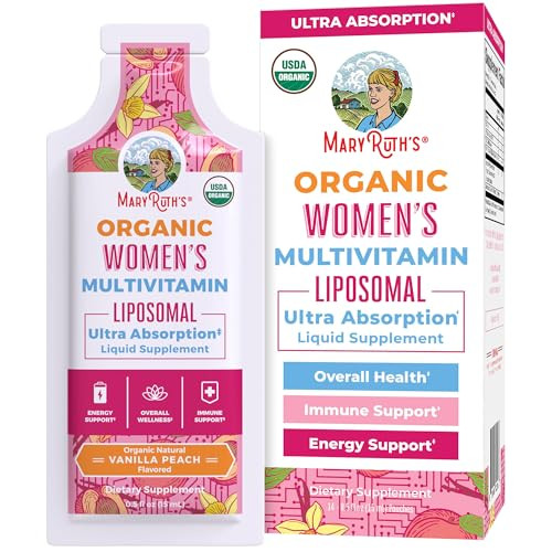 MaryRuth Organics USDA Organic Multivitamin for Women, Sugar Free Womens Multivitamin, Liquid Vitamins for Women, Immune Support Supplement, Ashwagandha, Methylfolate, Vegan, Non-GMO, 14 Servings | Amazon (US)