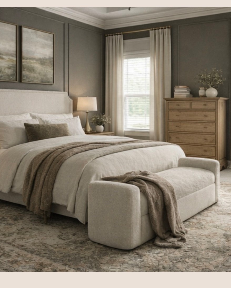 Beautiful timeless moody bedroom update