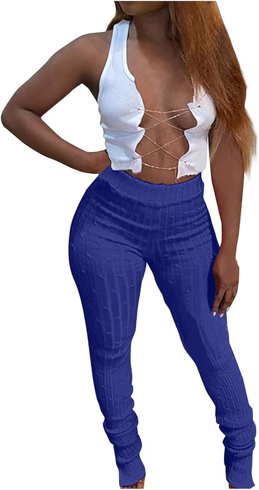 Forwelly Women Skinny Pencil Pant Elastic High Waist Wrapped Hip Leggings Fashion Solid Color Tro... | Amazon (US)